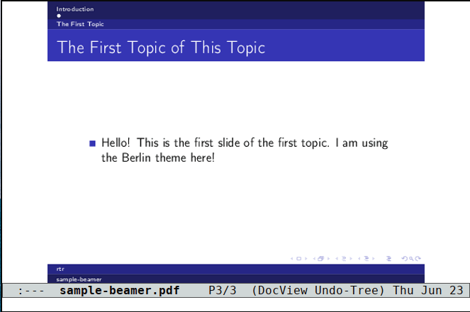 Тема Beamer 'Berlin' — пример оформления