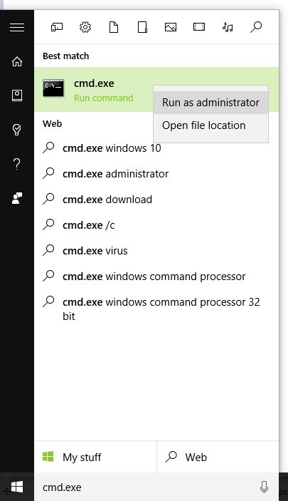 Открытие командной строки от имени администратора с результатом