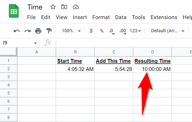 Результирующее время после сложения.