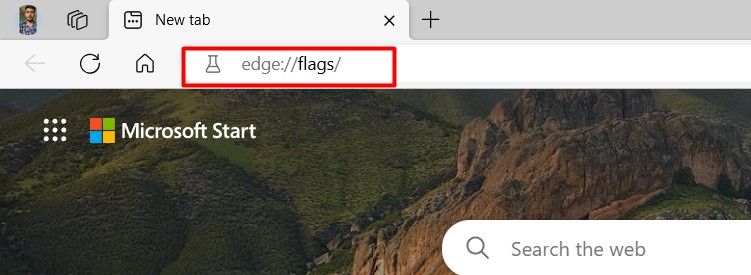 Команда для доступа к странице Flags в Edge.