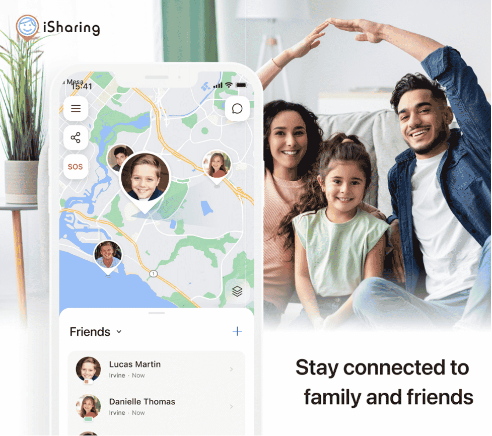 Пример интерфейса приложения с картой и метками местоположений