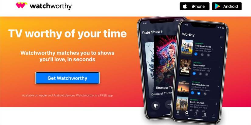 Приложение Watchworthy: рейтинг предпочтений пользователя.