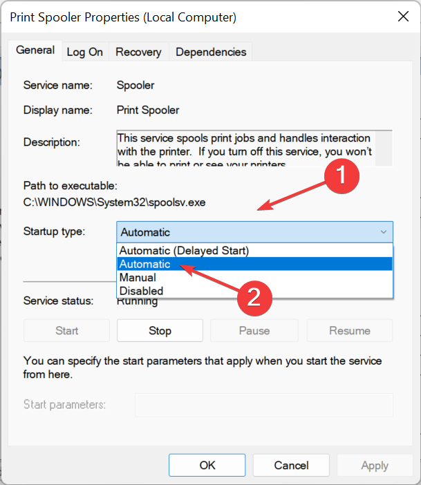 тип запуска 'Автоматически' для службы