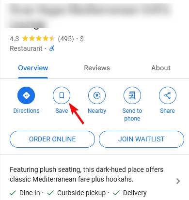 Кнопка Сохранить в Google Maps