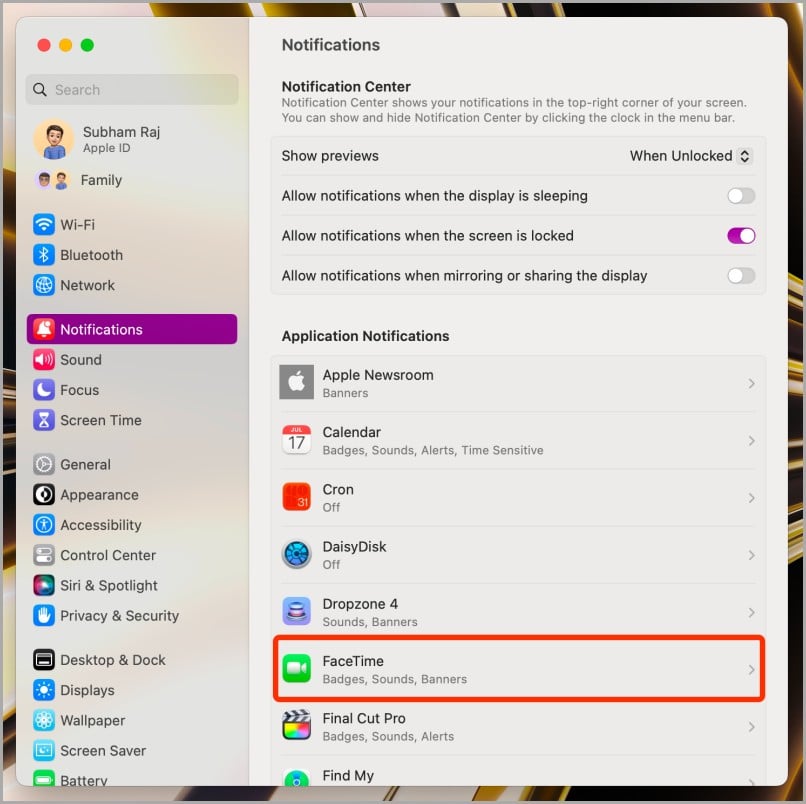 notifications settings on mac