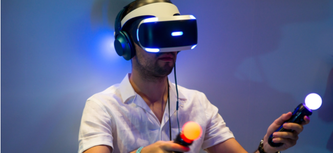 A man playing PSVR.