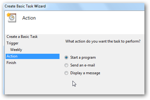 Действие: запустить программу
