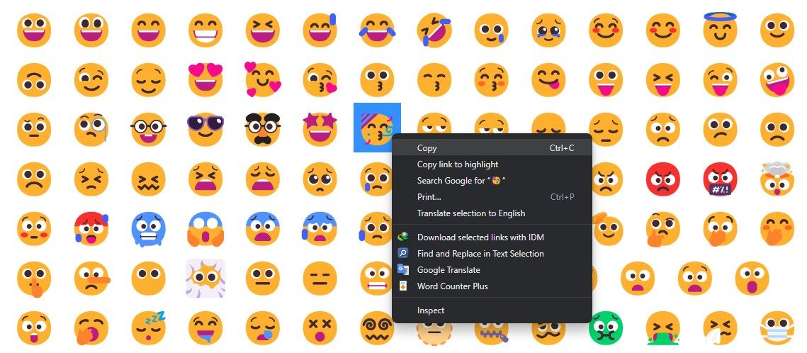 Копирование эмодзи с сайта Get Emoji