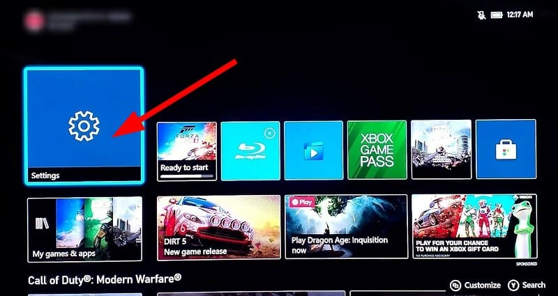 Окно настроек Xbox