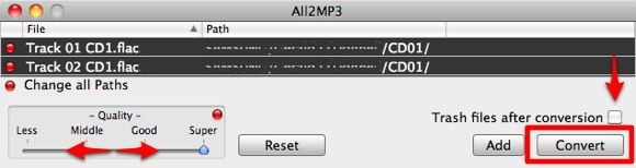 Прогресс конвертации в All2MP3 с индикаторами для каждого файла