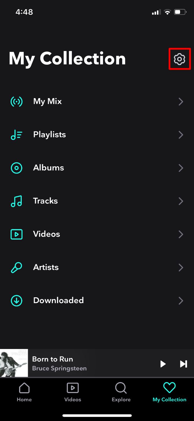 Экран My Collection в Tidal