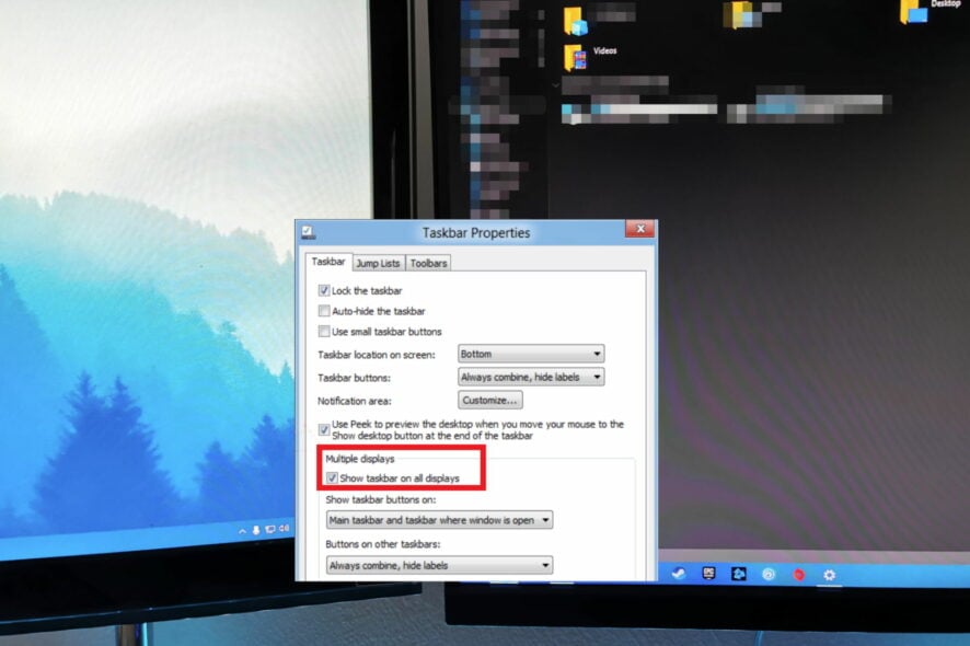 Переместить панель задач на второй монитор