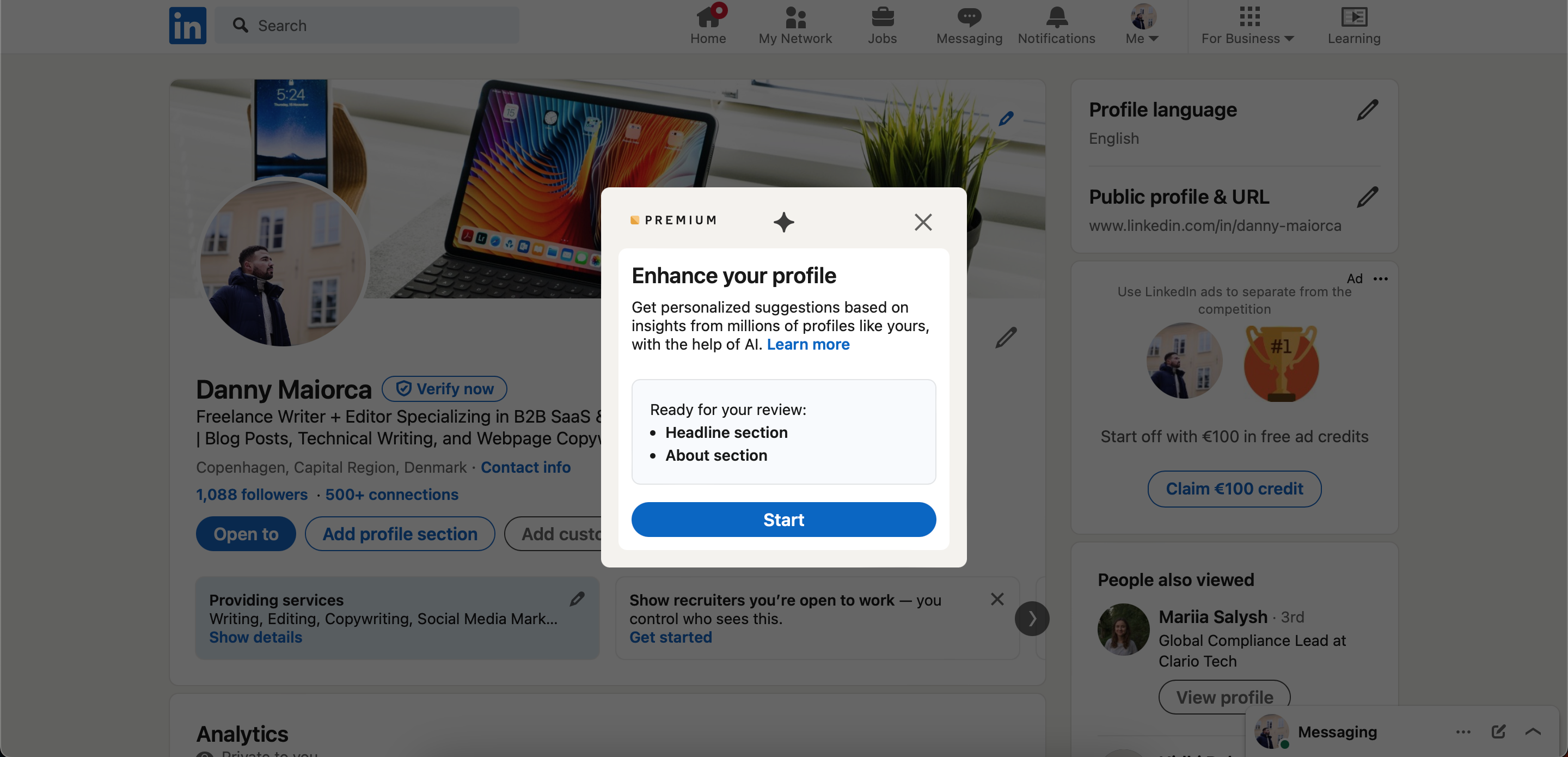 Переписывание профиля в LinkedIn с помощью ИИ