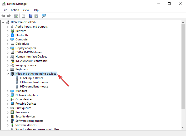 Раздел Мыши и иные указывающие устройства