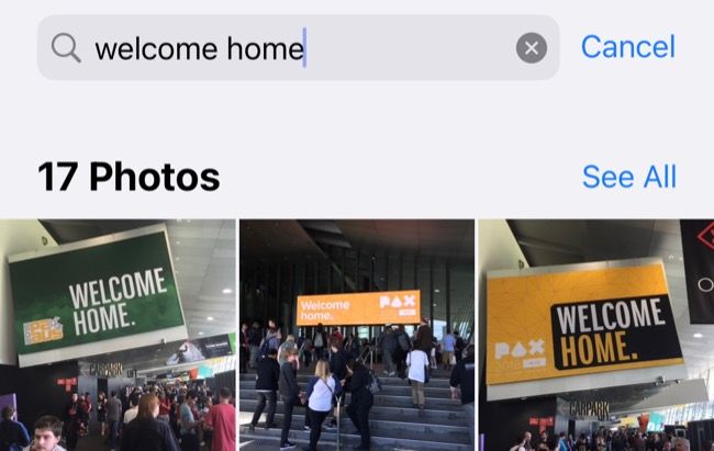Поиск текста внутри приложения Фото на iPhone