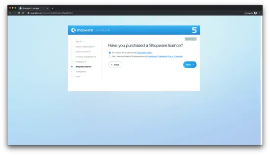 Выбор лицензии для Shopware