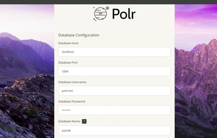 Конфигурация базы данных Polr