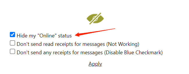 Настройки Hide Online For Whatsapp Web: скрыть онлайн