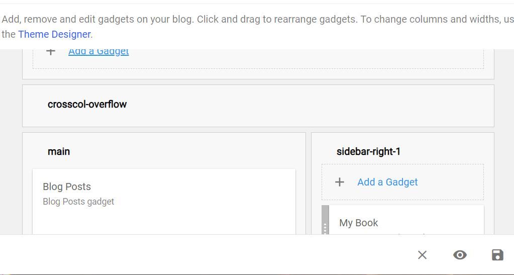 Блок Добавить гаджет в редакторе макета Blogger