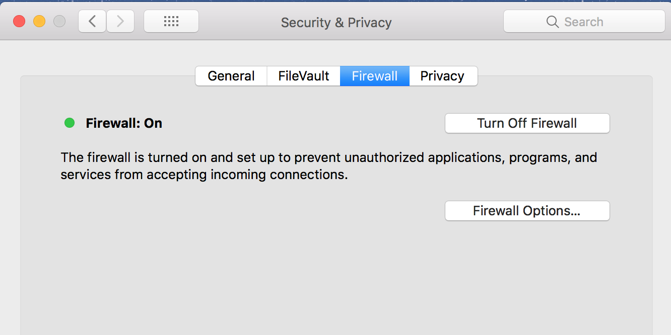 Отключение брандмауэра на macOS