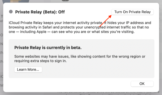 Enable Private Relay in iCloud settings for macOS