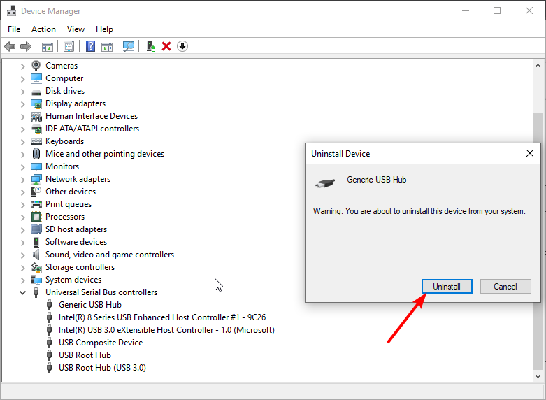 Подтверждение удаления драйвера