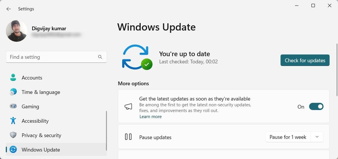 Проверка обновлений Windows