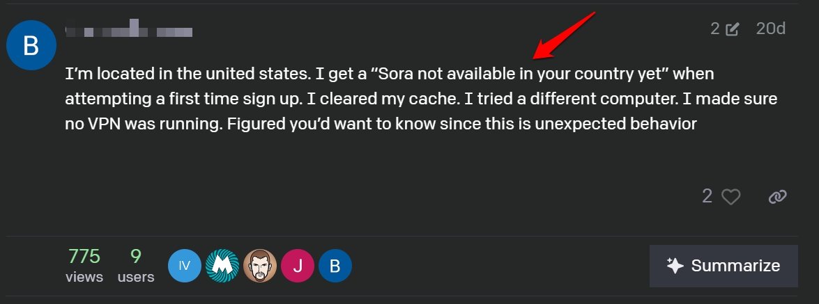 как исправить Sora не доступна в вашей стране