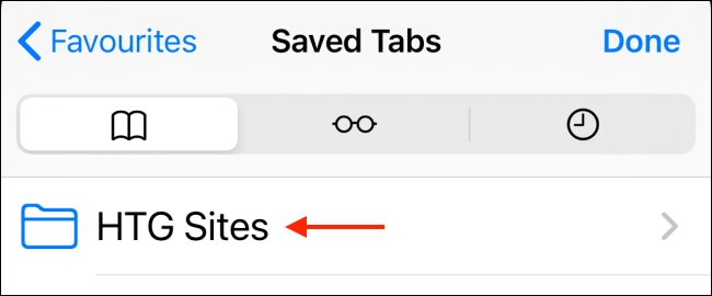 Tap and hold the Bookmark folder