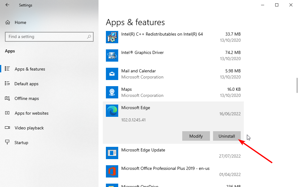 Кнопка «Удалить» для Microsoft Edge
