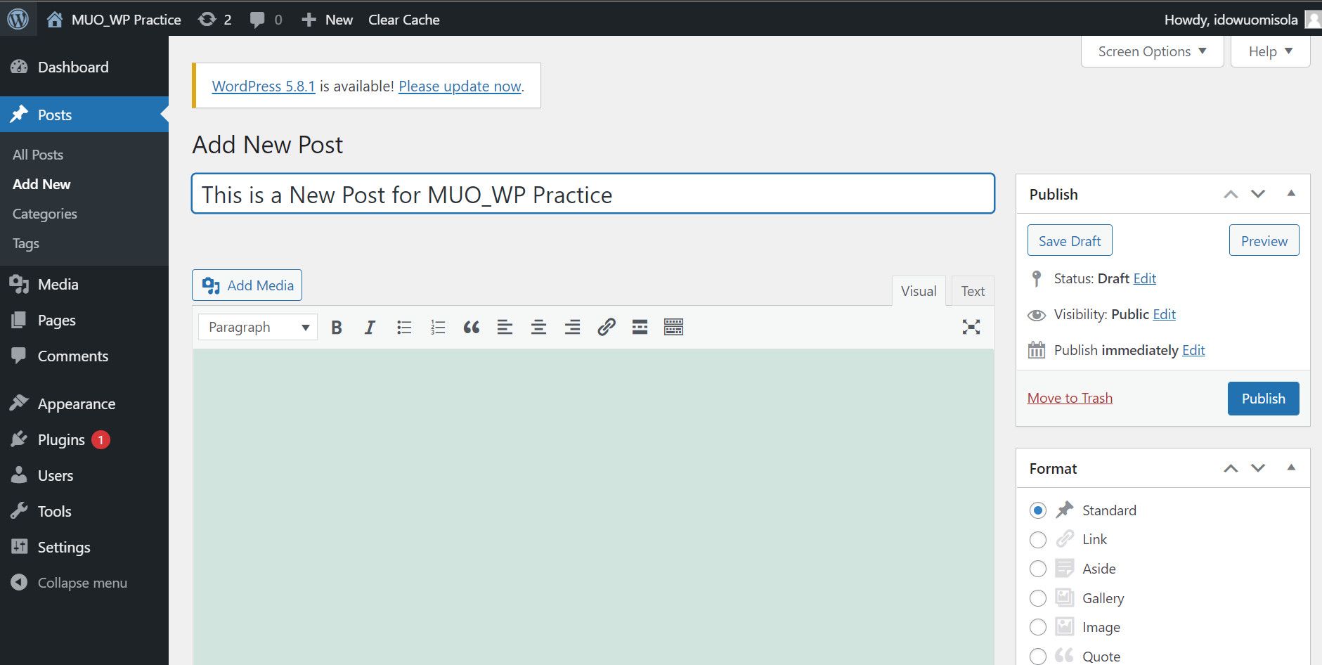 Интерфейс Classic Editor в редакторе записей