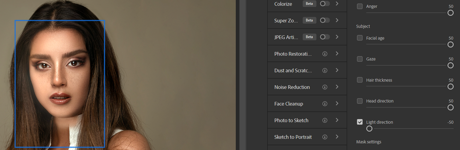 Light Direction -50: изменение направления света, вариант 1