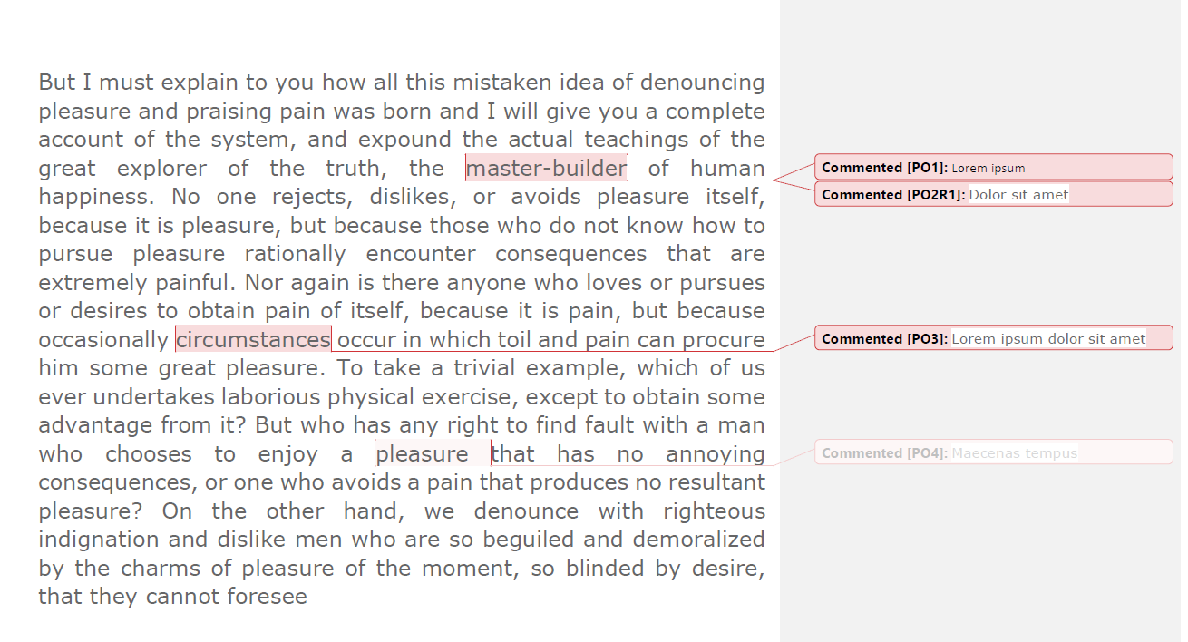 Результат печати с комментариями