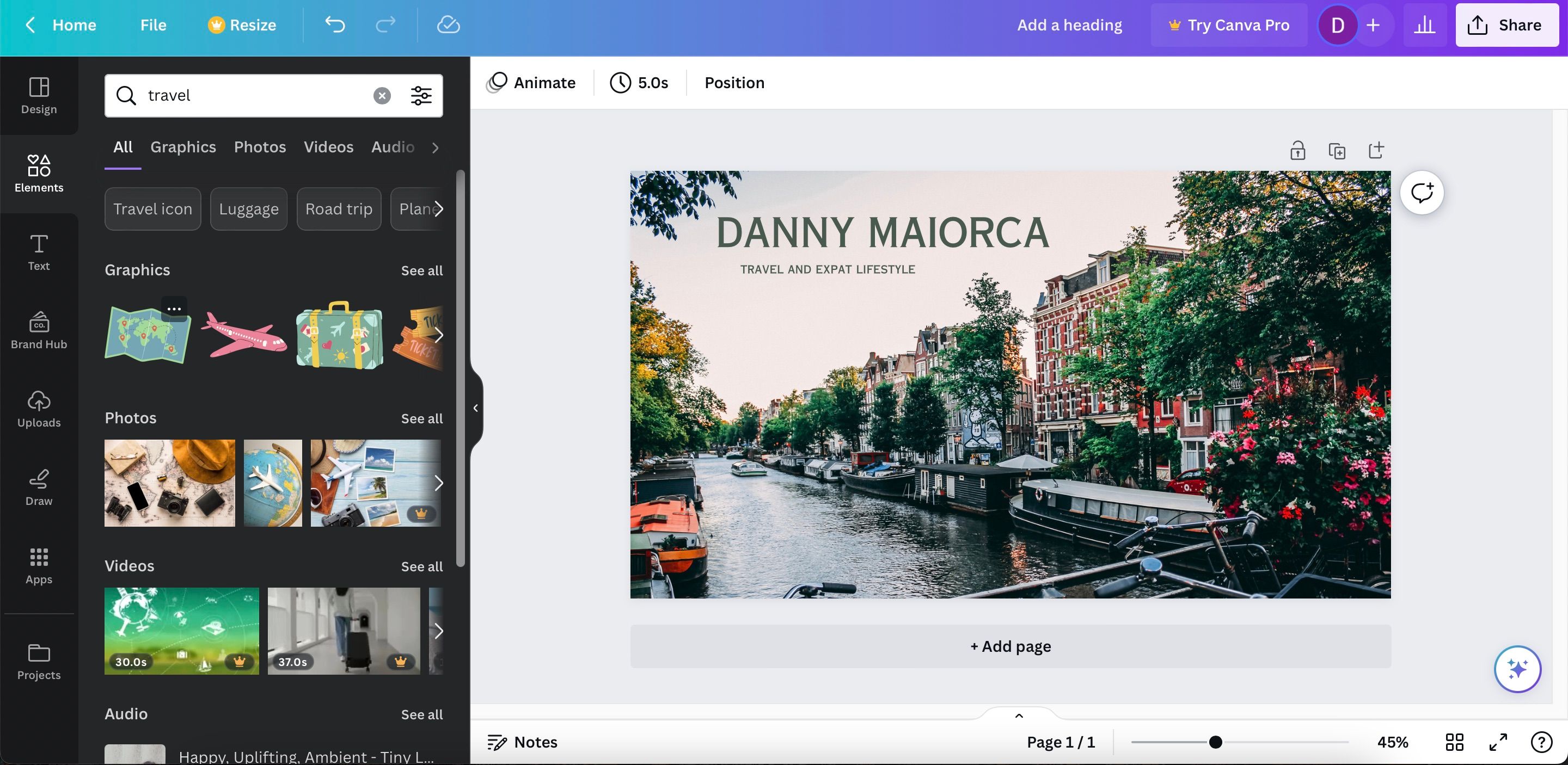 Поиск графики и стикеров в Canva