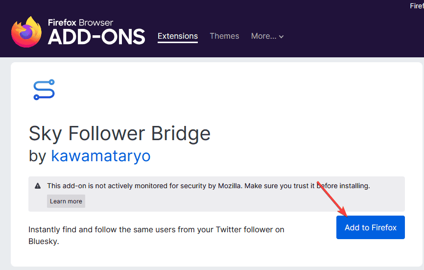 Кнопка добавления расширения в Firefox
