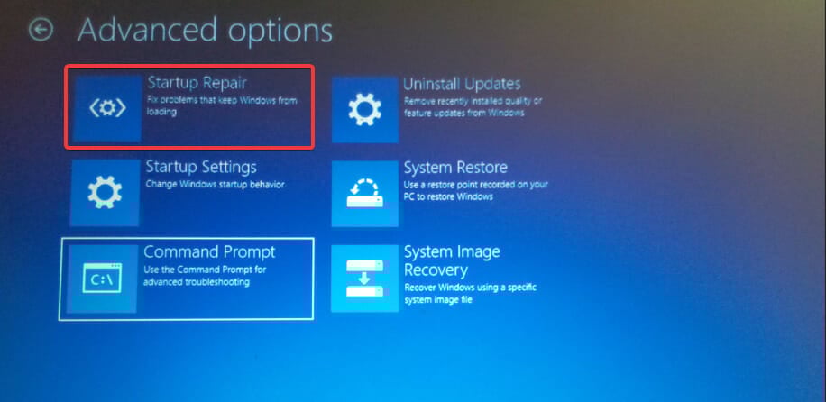 Опция Startup Repair