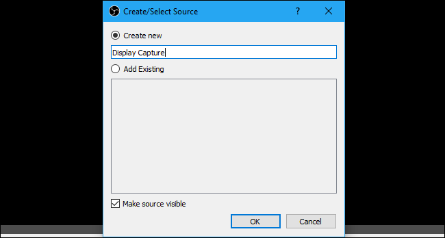 Окно настроек захвата дисплея