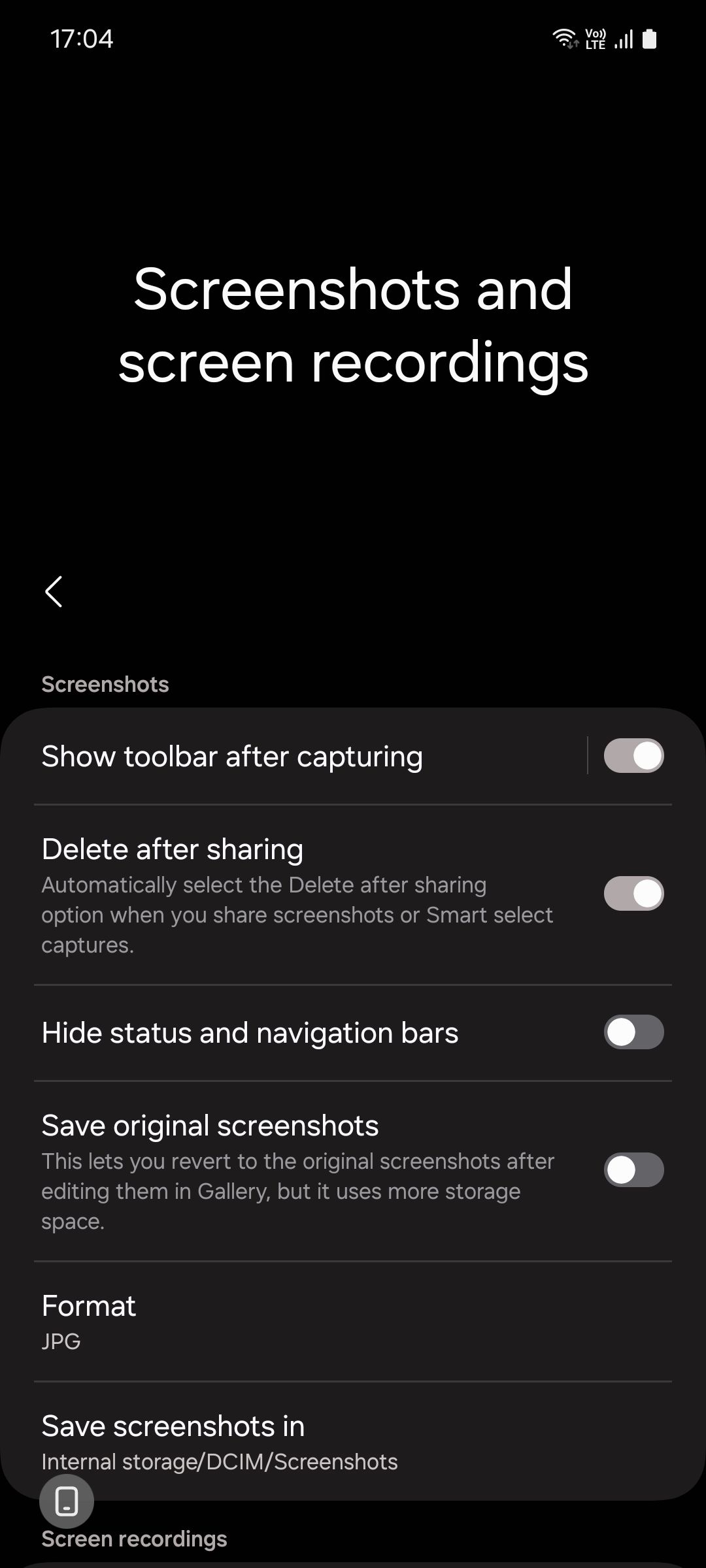 Samsung One UI 6.1 Screenshots menu