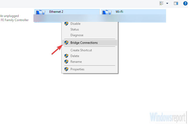 Создание сетевого моста в Windows