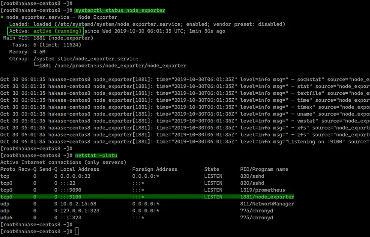 Проверка статуса node_exporter и порта 9100