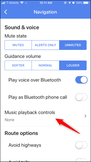 Выбор проигрывателя музыки в Google Maps на iPhone: доступны Spotify и Apple Music