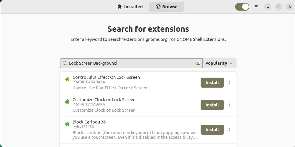 Поиск расширения для фонового изображения экрана блокировки в Ubuntu