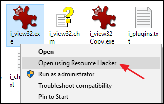 Контекстное меню с опцией открытия в Resource Hacker