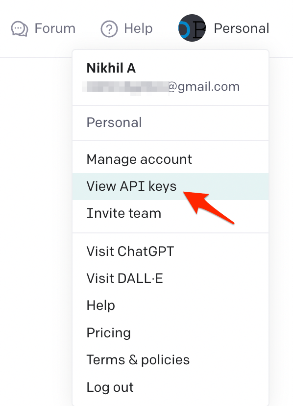 Панель управления: просмотр и создание API‑ключей