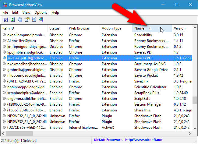 Сортировка по имени расширения