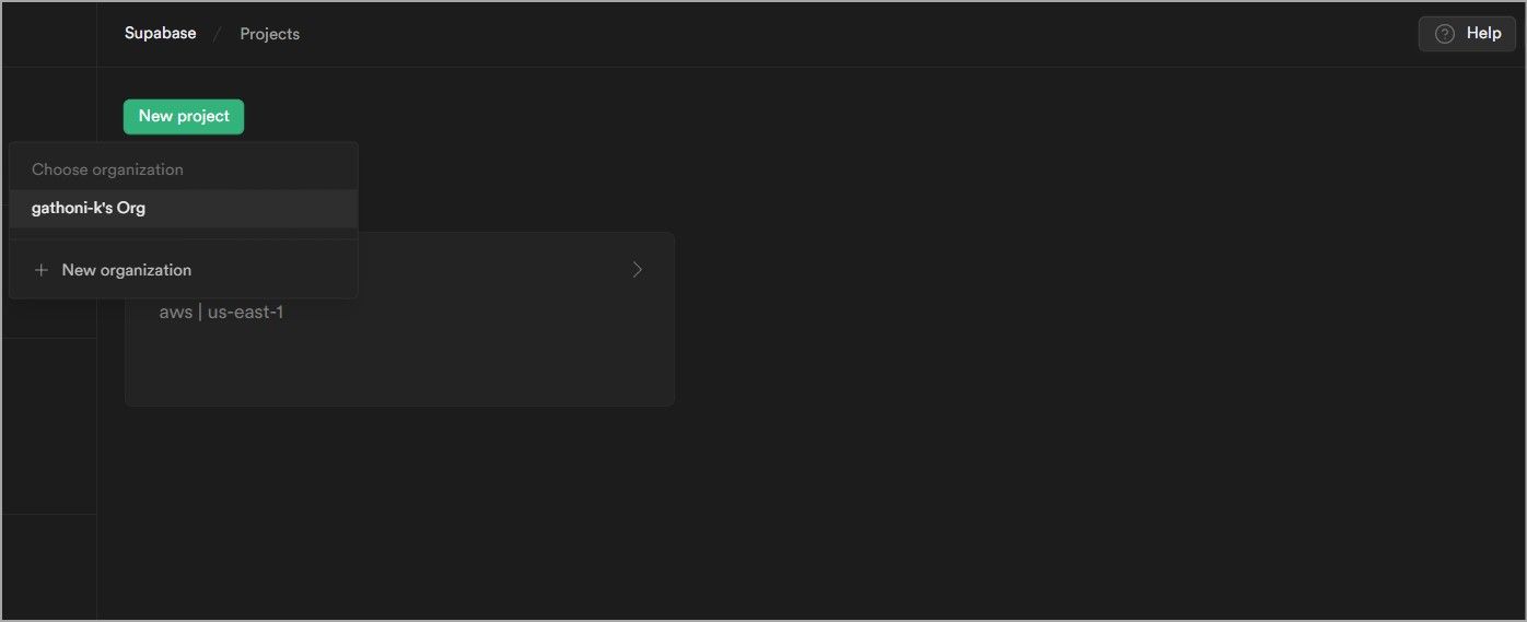 Скриншот панели управления Supabase