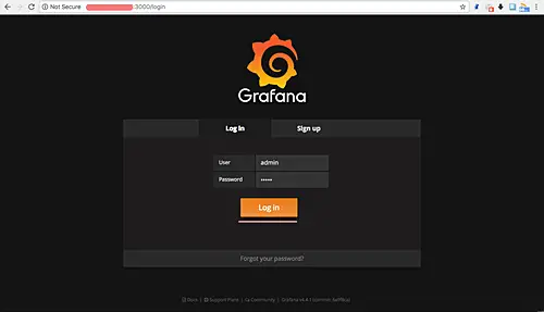 Страница входа в Grafana