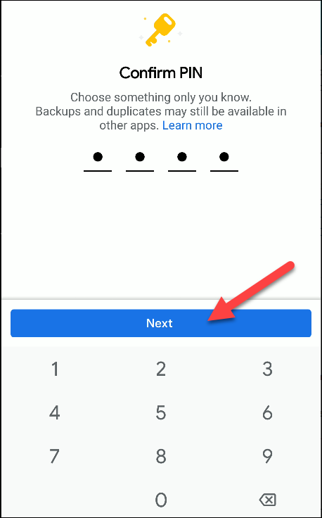 Подтверждение PIN для Safe Folder