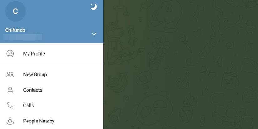 Меню Telegram на Android