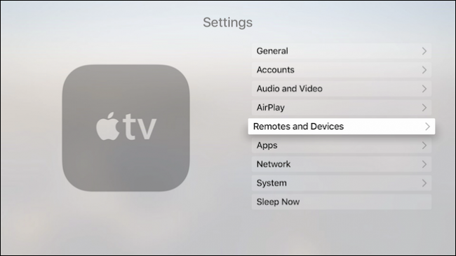 Раздел «Пульты и устройства» в настройках Apple TV